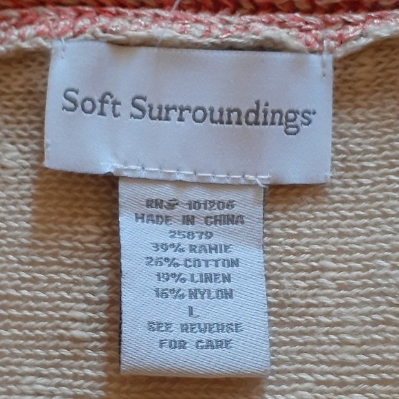 Soft Surroundings Cotton/Linen/Nylon sweater. Size L Pink & Tan - Picture 4 of 6